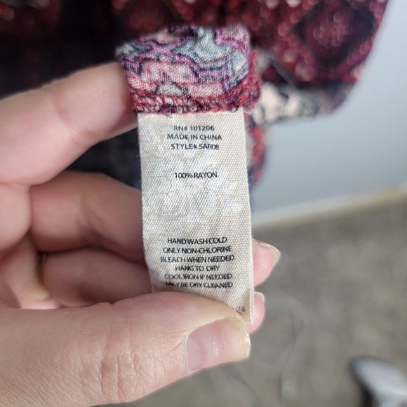 Soft Surroundings Marcelo Smocked Maxi Dress 1X Short Sleeve Boho Slit Printed - Picture 7 of 10